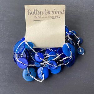 6 FT Button Garland, Cobalt / Royal Blue, Farmhouse Garland, Primitive Garland,